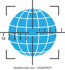 Aim at the globe. Earth is in danger. Vector icon.