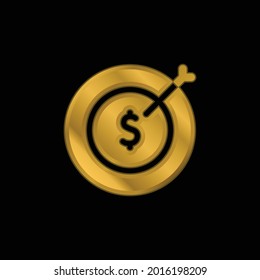 Aim gold plated metalic icon or logo vector