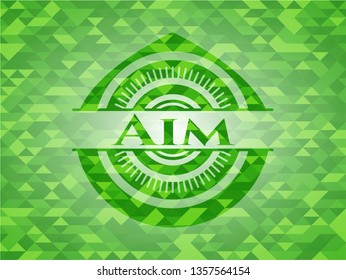 Aim green emblem with mosaic background