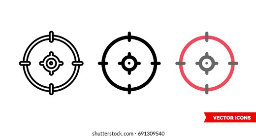 Aim icon of 3 types: color, black and white. Isolated vector sign symbol.