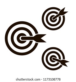 Aim icon. Arrow in aim. Idea, concept sign. Winner, target goal icon. Success logo. Target icon with arrow.