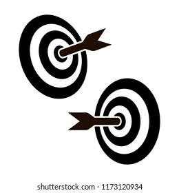 Aim icon. Arrow in aim. Idea, concept sign. Winner, target goal icon. Success logo. Target icon with arrow.