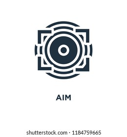 Aim icon. Black filled vector illustration. Aim symbol on white background. Can be used in web and mobile.