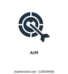 Aim icon. Black filled vector illustration. Aim symbol on white background. Can be used in web and mobile.