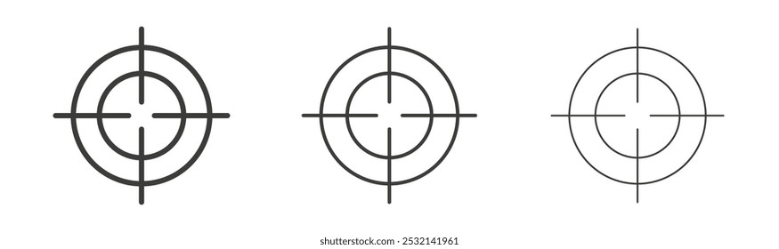Aim icon in fill and three stroke sizes