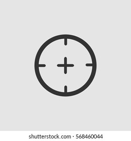 Aim icon flat. Black pictogram on grey background. Vector illustration symbol