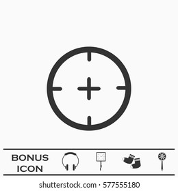 Aim icon flat. Black pictogram on white background. Vector illustration symbol and bonus button