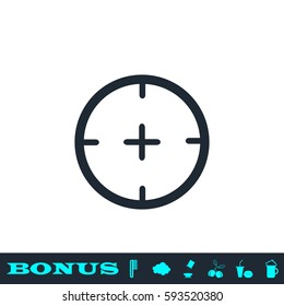 Aim icon flat. Black pictogram on white background. Vector illustration symbol and bonus button