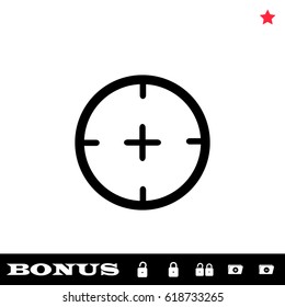 Aim icon flat. Black pictogram on white background. Vector illustration symbol and bonus button open and closed lock, folder, star