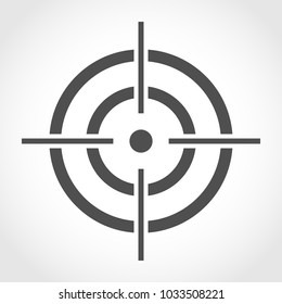 Aim Icon In Flat Design. Vector Illustration. Gray Aim Sign On Light Background