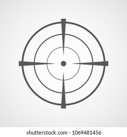 Aim icon in flat design. Vector illustration. Gray aim sign on light background