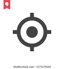Aim icon in flat design. Vector illustration. Gray aim sign on light background