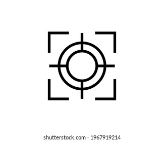 Apunte a un icono plano. Ilustración aislada sobre fondo blanco. Símbolo de signo negro vector.
