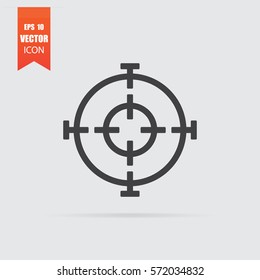Aim icon in flat style isolated on grey background. For your design, logo. Vector illustration.