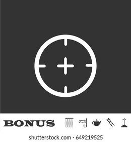 Aim icon flat. White pictogram on black background. Vector illustration symbol and bonus icons