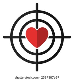 Aim icon with heart sign isolated on white background.