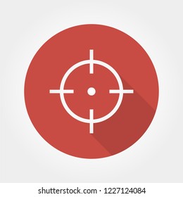 Aim icon isolated on red background with long shadow. flat icon