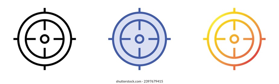 Zielsymbol. Lineare, blaue Füllung und Farbstil-Design einzeln auf weißem Hintergrund