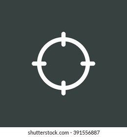 Aim icon, on dark background, white outline, large size symbol