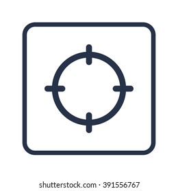 Aim icon, on white background, rounded rectangle border, blue outline