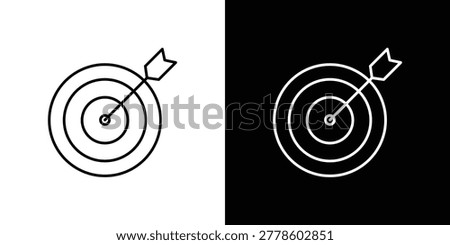 Aim icon outlined in black and white. Editable icons