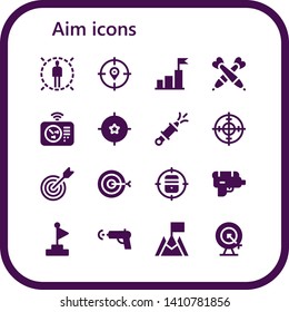 aim icon set. 16 filled aim icons.  Simple modern icons about  - Target, Goal, Darts, Radar, Water gun