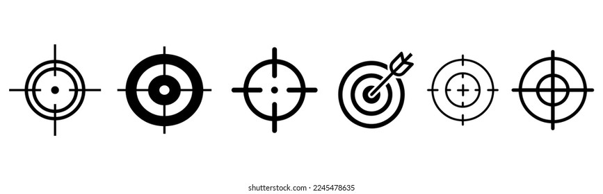 Aim icon set. collection of  6 aim filled icons such as radar, target,sniper isolated on white background .best choice for your great project