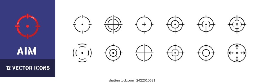 Aim icon set. Sight icons. Linear style. Vector icons