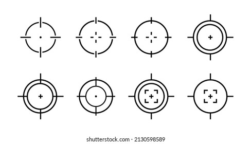 Aim Icon Set. Weapon Crosshair .Set Aim Icon In Trendy Flat Style Isolated On White Background. Vector Graphic EPS 10