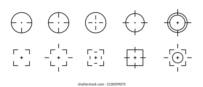 Aim Icon Set. Weapon Crosshair .Set Aim Icon In Trendy Flat Style Isolated On White Background. Vector Graphic EPS 10