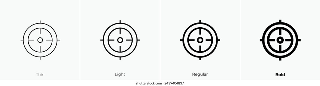 aim icon. Thin, Light Regular And Bold style design isolated on white background