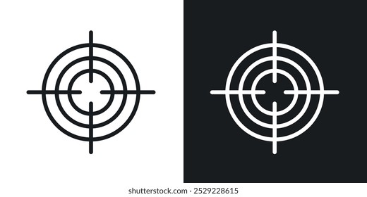 Icono de puntería en color negro de línea delgada. ilustración de símbolos de Vector simple plano.