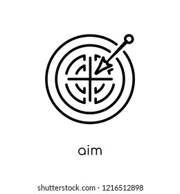 aim icon. Trendy modern flat linear vector aim icon on white background from thin line collection, outline vector illustration