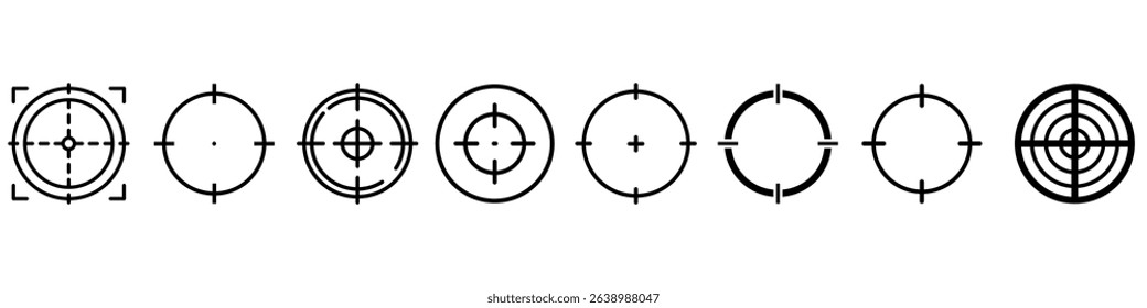 Aim icon vector set. Target illustration sign collection. Center symbol. Aims web icons. Targets symbols for web and mobile app.