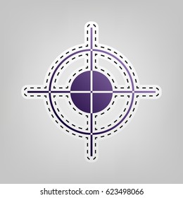 Aim icon. Vector. Violet icon with outline for cutting out at gray background.