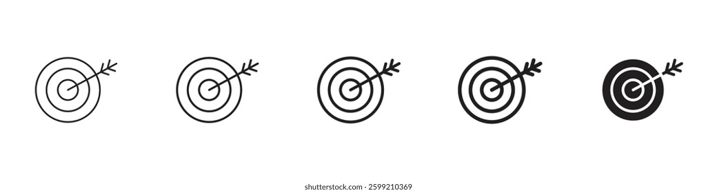 Aim icons in black outline, solid and colored style