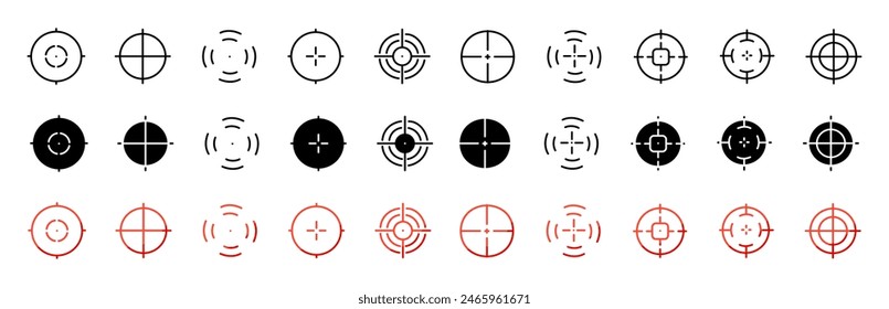 AIM icons collection. Linear, silhouette and flat style. Vector icons