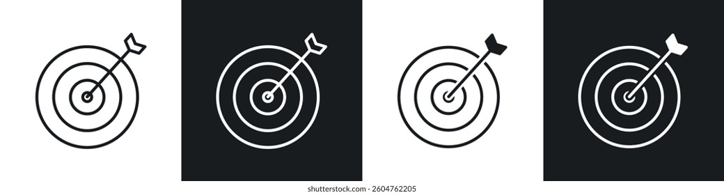 Aim icons in flat and linear vector illustration on white background.