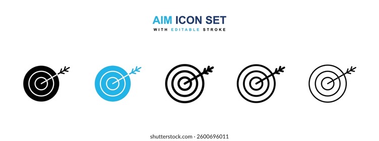Aim icons graphics set in black and blue colors
