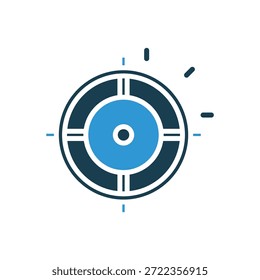 Contorno de iconos de objetivo y estilo plano, fondo transparente