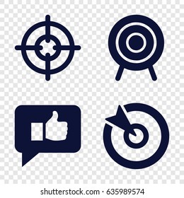 Aim icons set. set of 4 aim filled icons such as target, sniper target