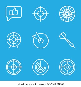 Aim icons set. set of 9 aim outline icons such as radar, target, sniper target, dart
