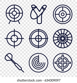 Aim icons set. set of 9 aim outline icons such as radar, target, sniper target, dart