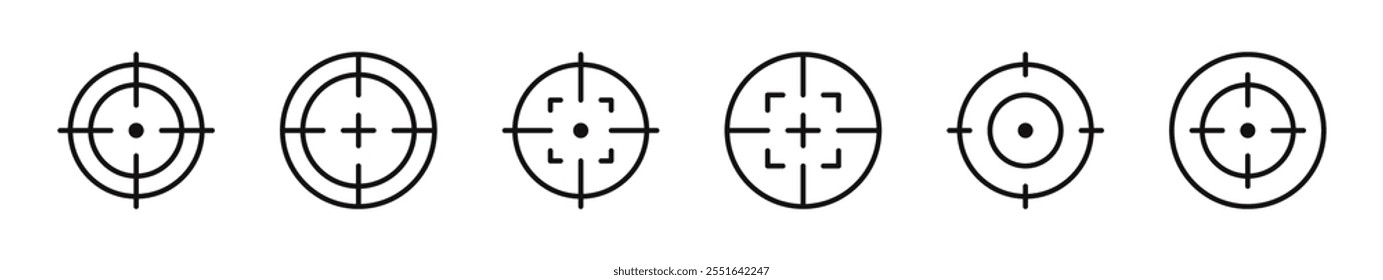 Aim icons set. Focus target symbol collection. Vector illustration.