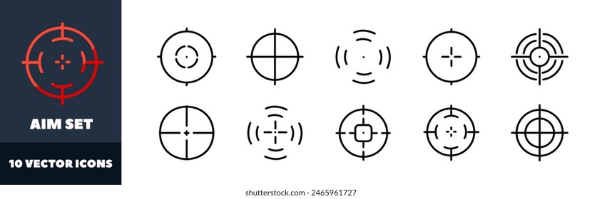 AIM icons set. Linear style. Vector icons
