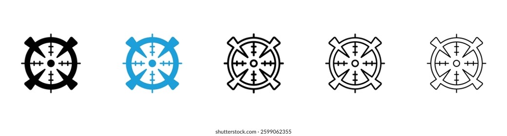 Aim icons vector illustrations in black and blue colors for web and ui designs