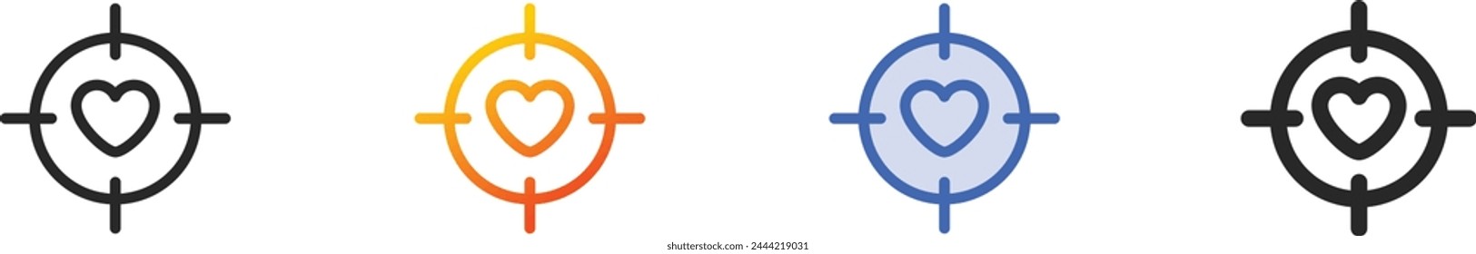 Icono de puntería.Diseño lineal delgado, degradado, trazo azul y estilo audaz aislado sobre fondo blanco