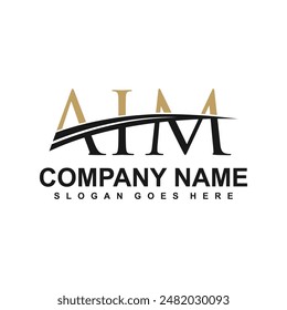 Diseño del logotipo de la letra de AIM sobre fondo blanco.