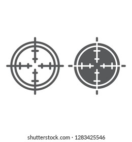 Aim line and glyph icon, focus and circle, target sign, vector graphics, a linear pattern on a white background, eps 10.