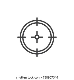Aim line icon, outline vector sign, linear style pictogram isolated on white. Target symbol, logo illustration. Editable stroke